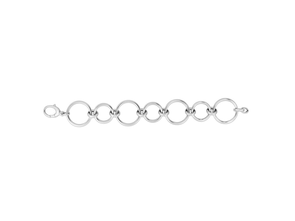Rhodium Plated Round Link Sterling Silver Bracelet