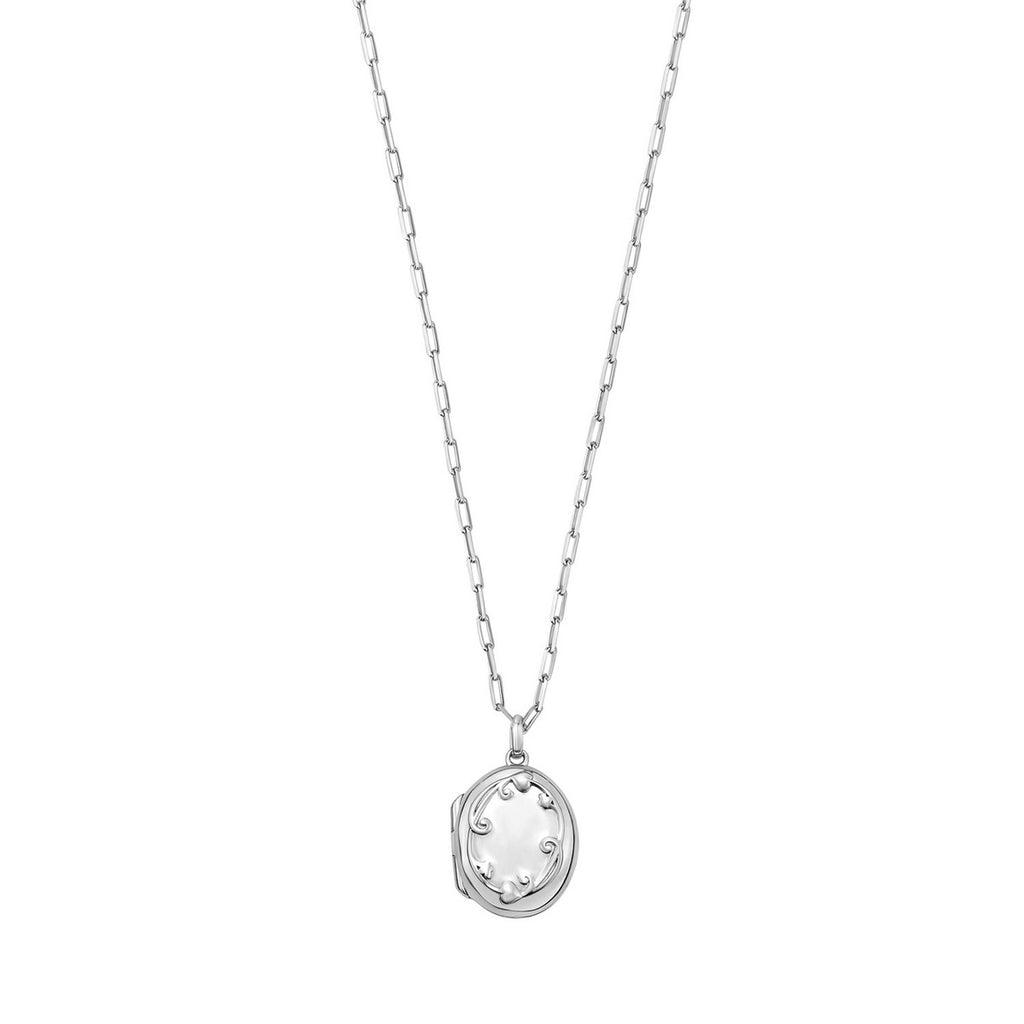 Oval Vine Locket Sterling Silver Necklace