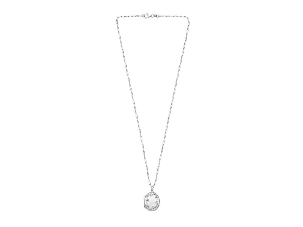 Oval Vine Locket Sterling Silver Necklace