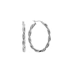 Diamond Cut Braid Oval Hoop Earrings