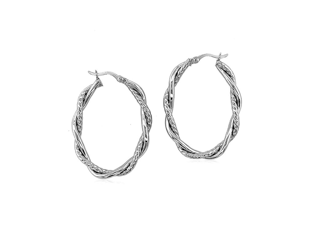 Diamond Cut Braid Oval Hoop Earrings