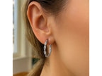 Diamond Cut Braid Oval Hoop Earrings