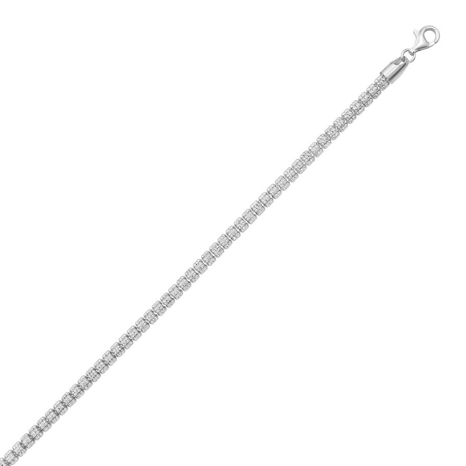 Ice Barrel Chain Necklace 5.00mm Rhodium Sterling Silver