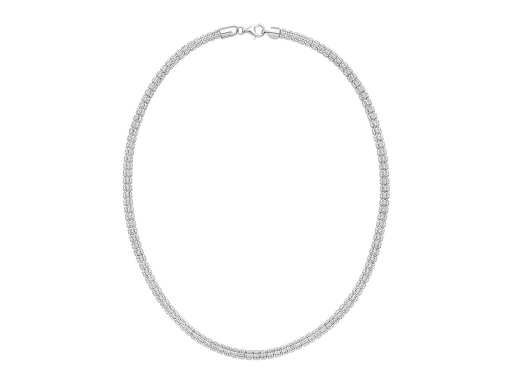 Ice Barrel Chain Necklace 5.00mm Rhodium Sterling Silver