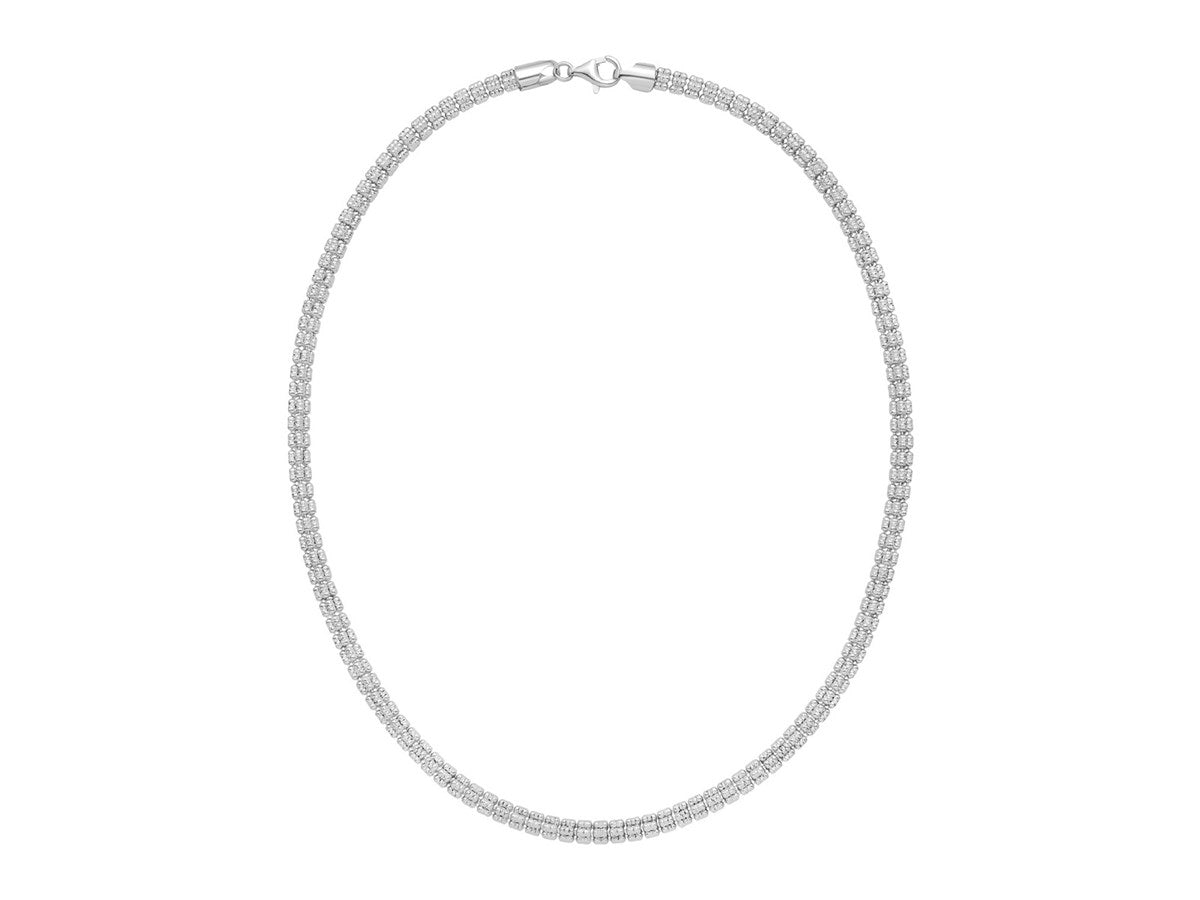 Ice Barrel Chain Necklace 5.00mm Rhodium Sterling Silver