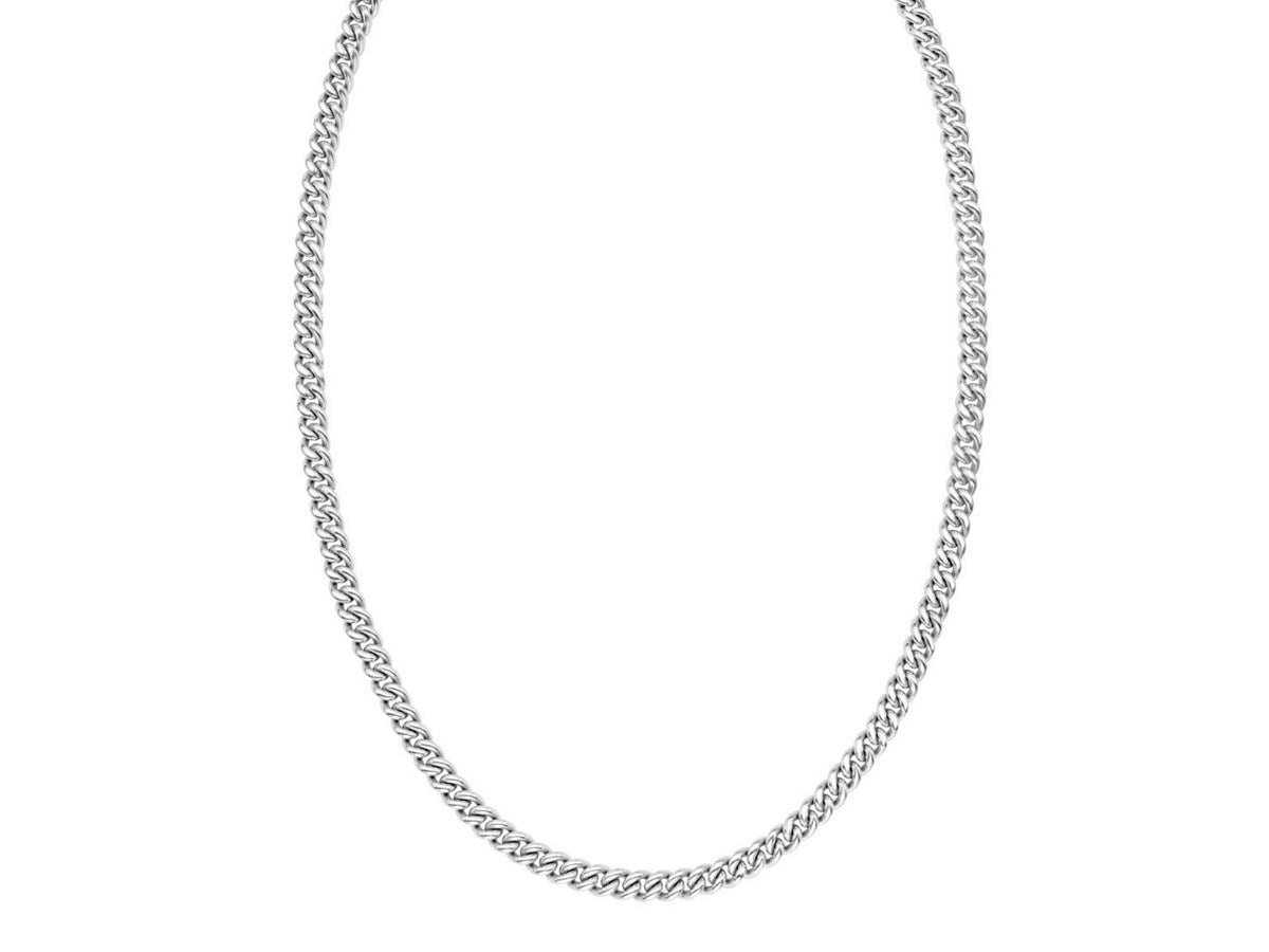Vintage Puffed Miami Cuban Chain Necklace 6.10mm Rhodium Sterling Silver