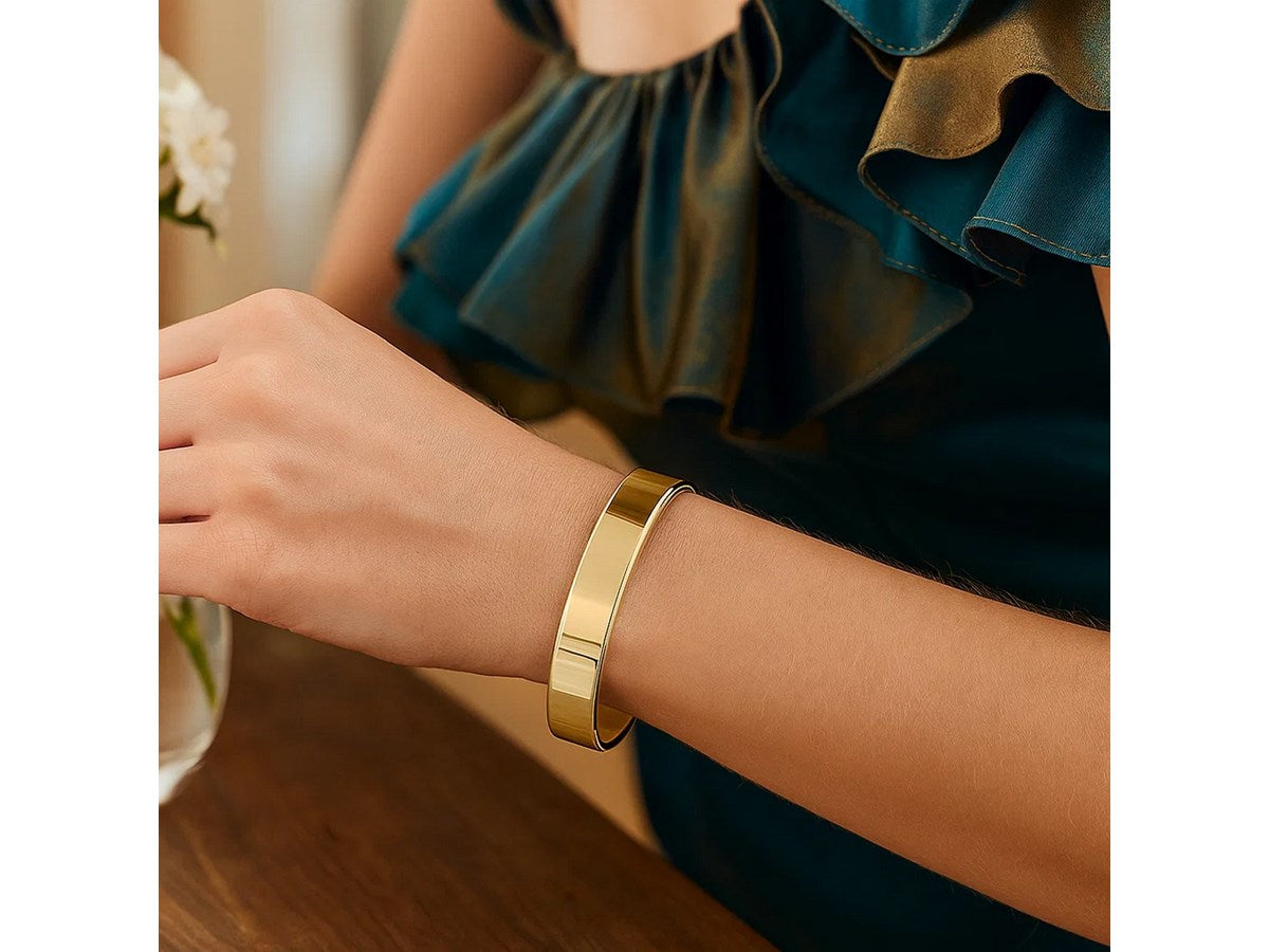 Wide Classic Polished Bangle Bracelet with Box Clasp