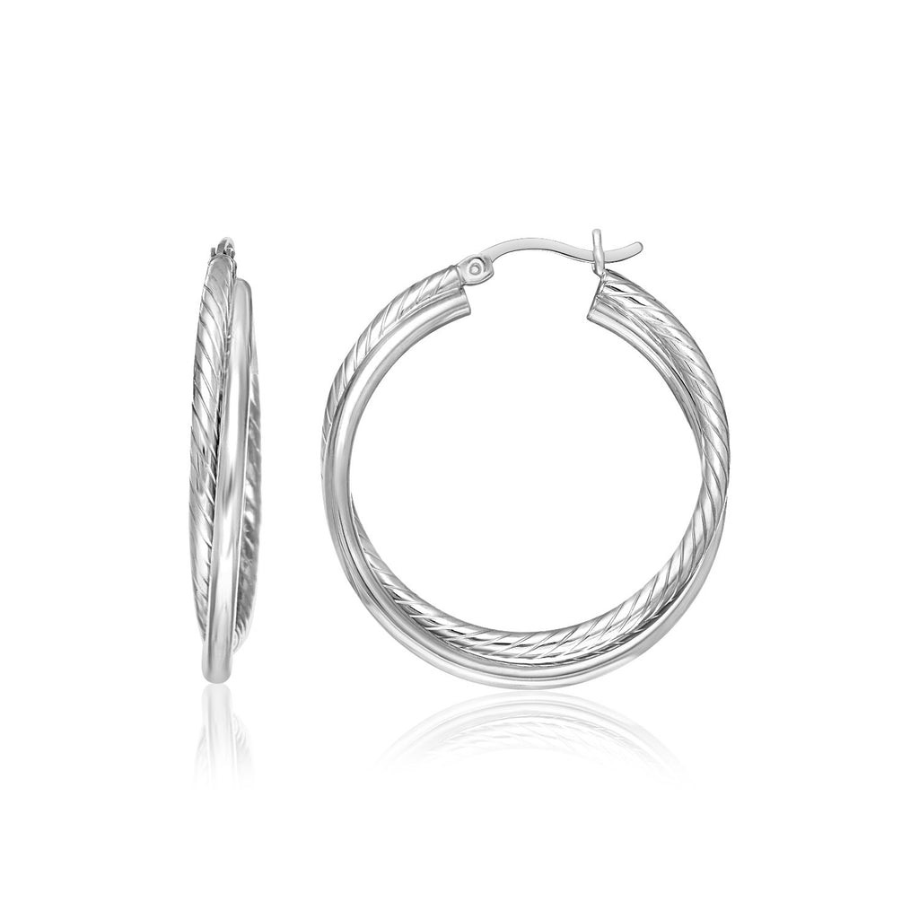 Triple Textured Silver Hoop Earrings