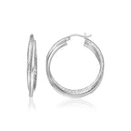 Triple Textured Silver Hoop Earrings