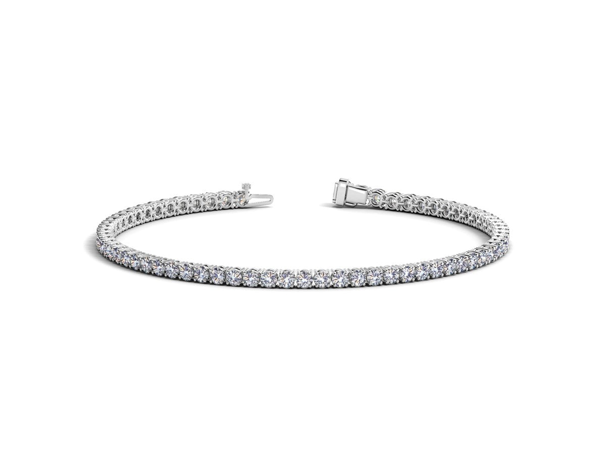 Lab Grown Diamond Tennis Bracelet in 14K White Gold (3 CTTW Round Cut)