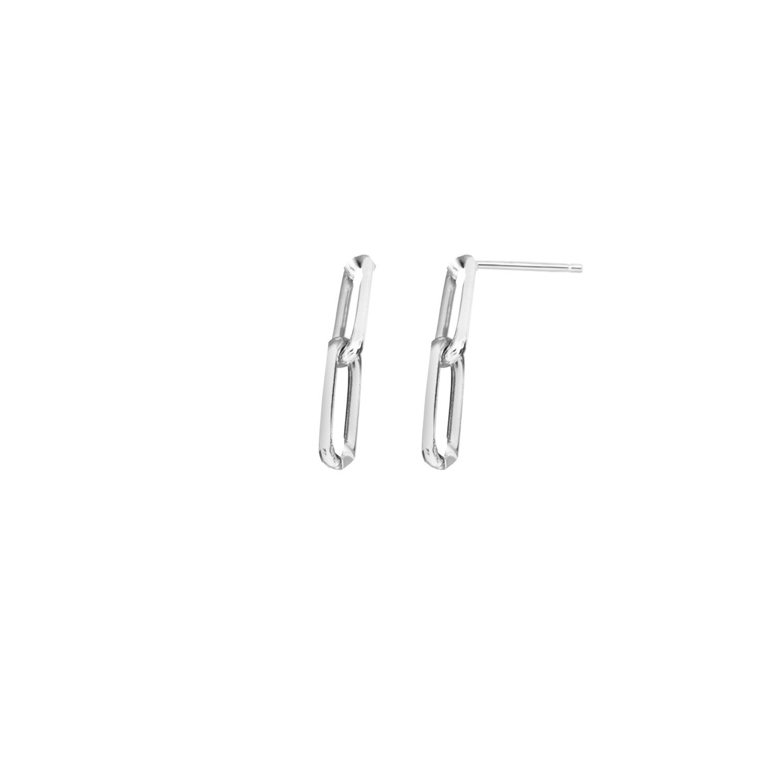 Paperclip Link Dangle Silver Earrings