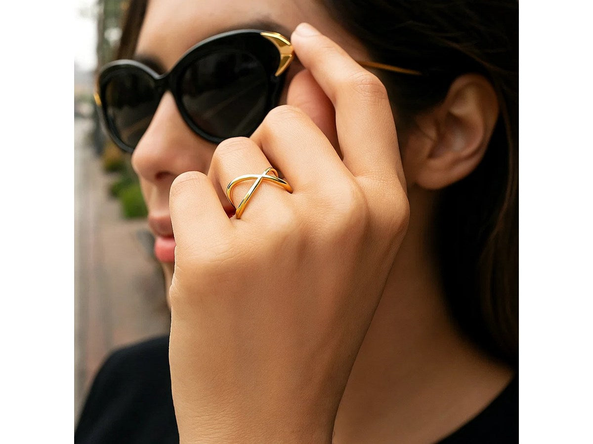 Modern X Profile Statement Ring