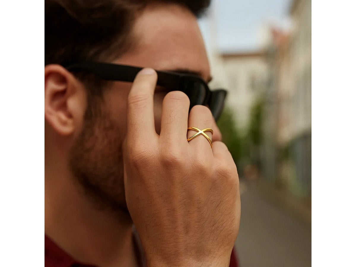 Modern X Profile Statement Ring