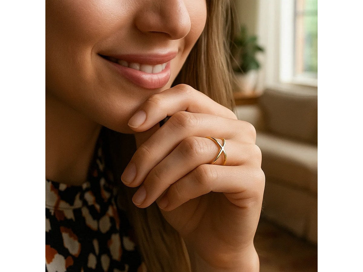 Modern X Profile Statement Ring