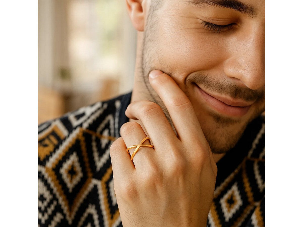 Modern X Profile Statement Ring