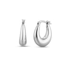 Puffed Graduated Silver Hoop Earrings