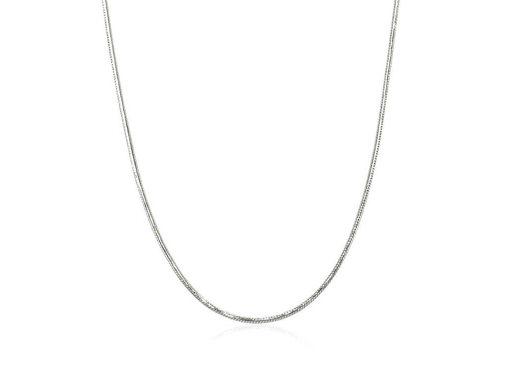 14KT White Gold Round Snake Chain Necklace 0.9mm