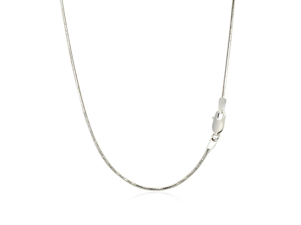 14KT White Gold Round Snake Chain Necklace 0.9mm