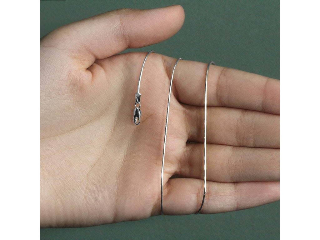 14KT White Gold Round Snake Chain Necklace 0.9mm
