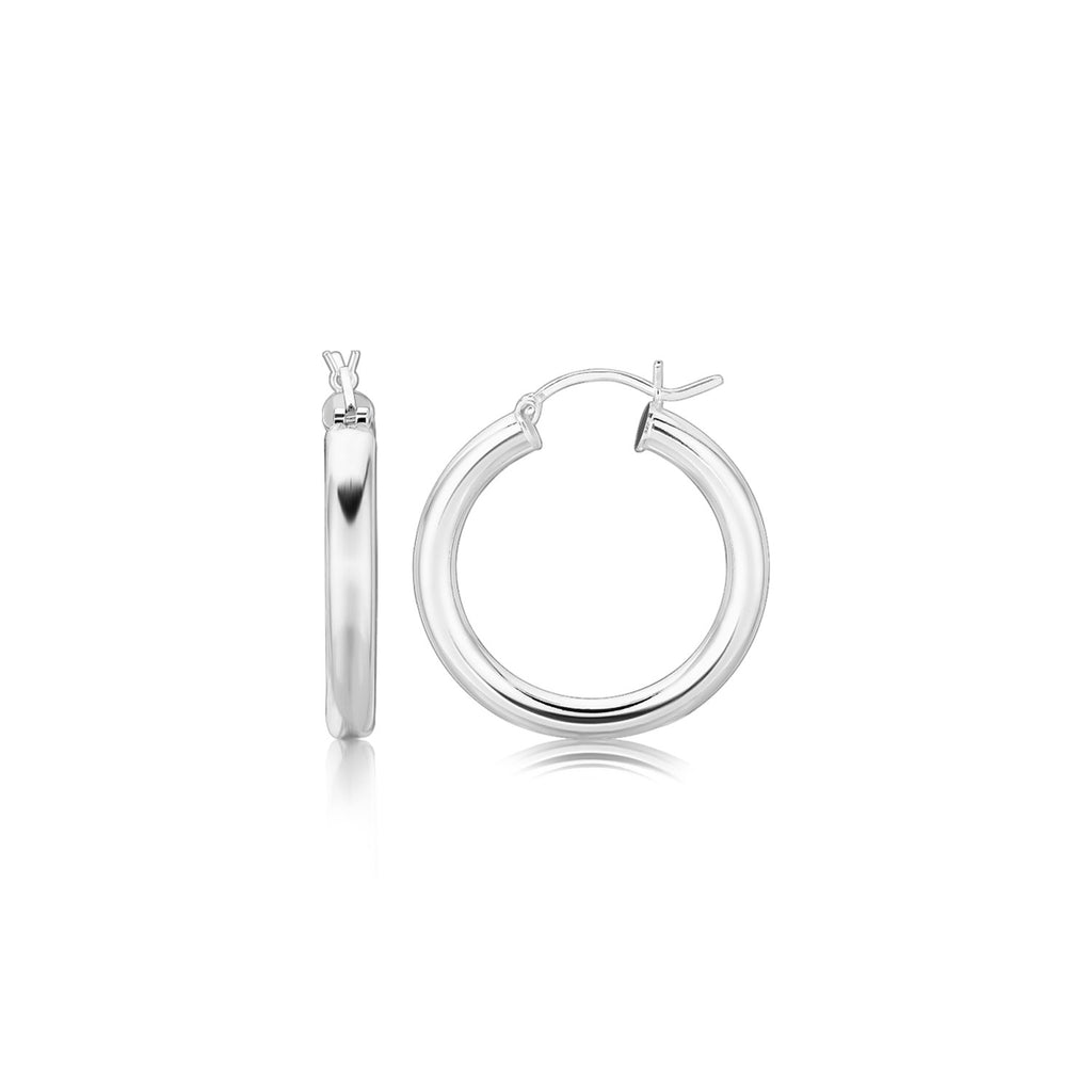 Sterling Silver Rhodium-Plated Hoop Earrings