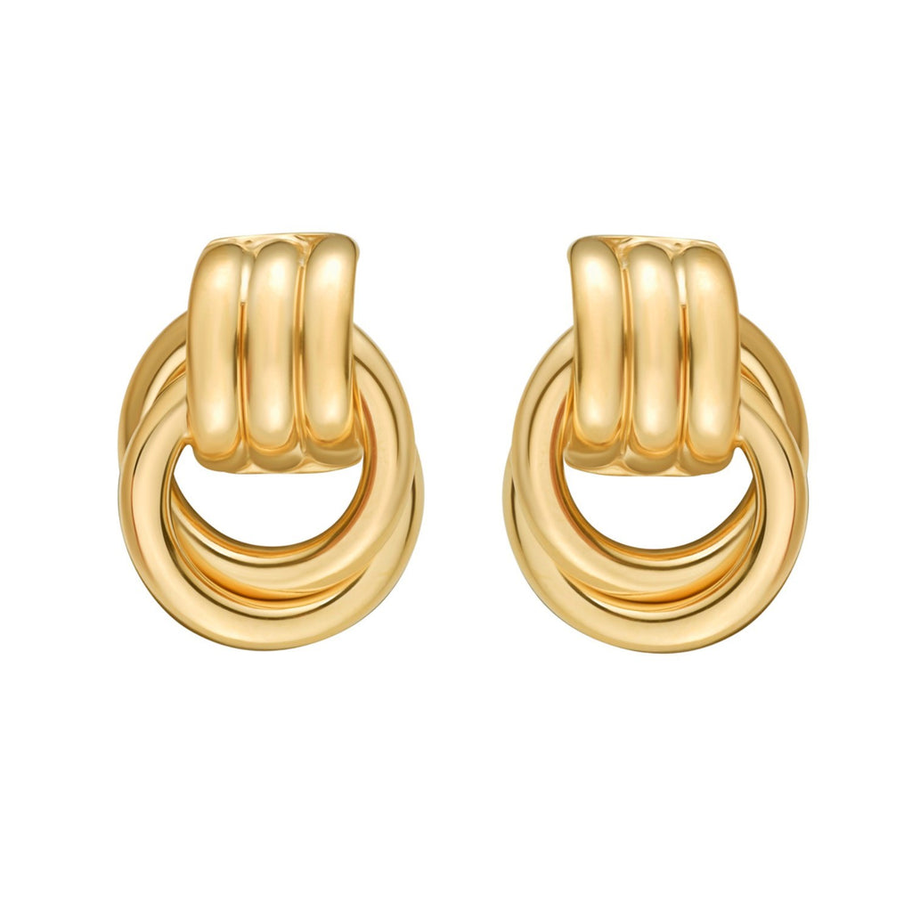 Triple Interlocking Hoop Earrings Sterling Silver Plated