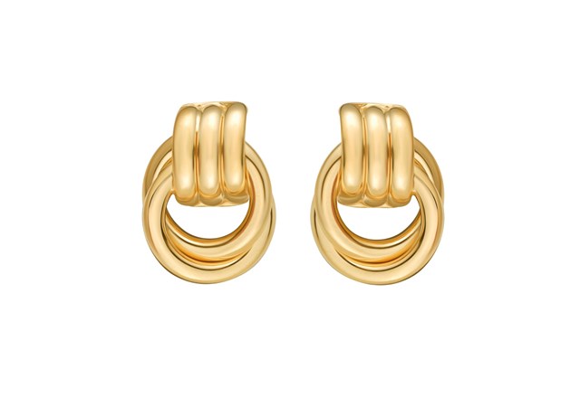 Triple Interlocking Hoop Earrings Sterling Silver Plated