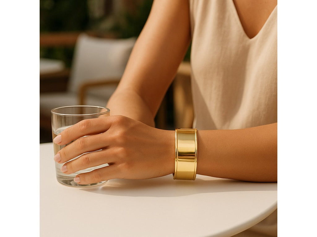 Wide Designer Tapered Cuff Bangle Bracelet