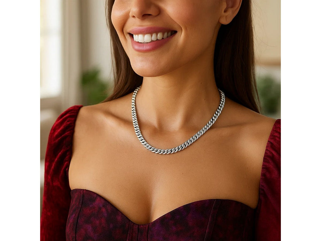 Rhodium-Plated Miami Cuban Chain Necklace in Sterling Silver (5.60 mm)