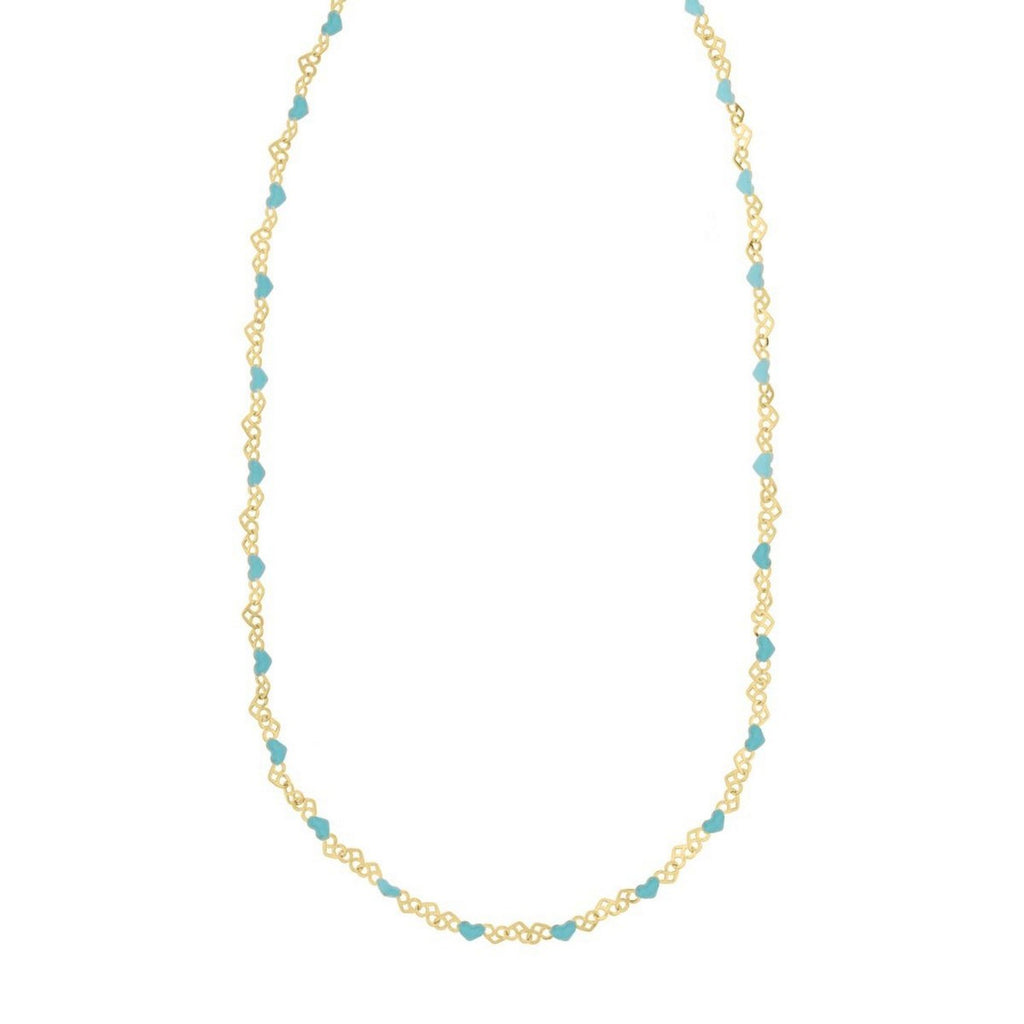 Blue Enamel Heart Charm Necklace