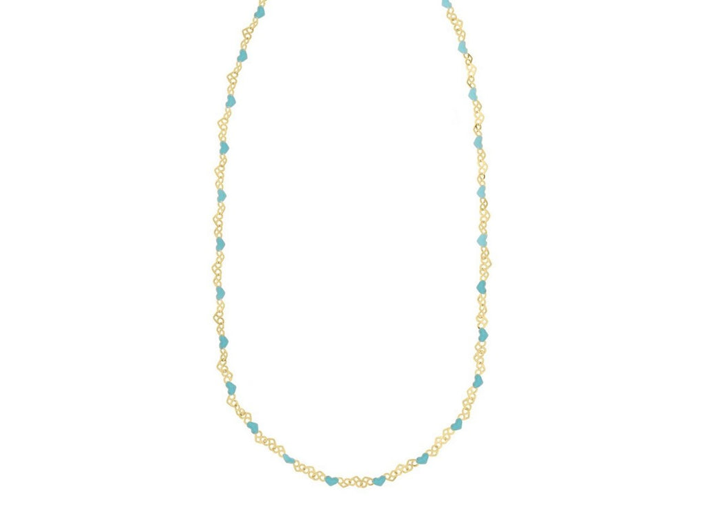 Blue Enamel Heart Charm Necklace