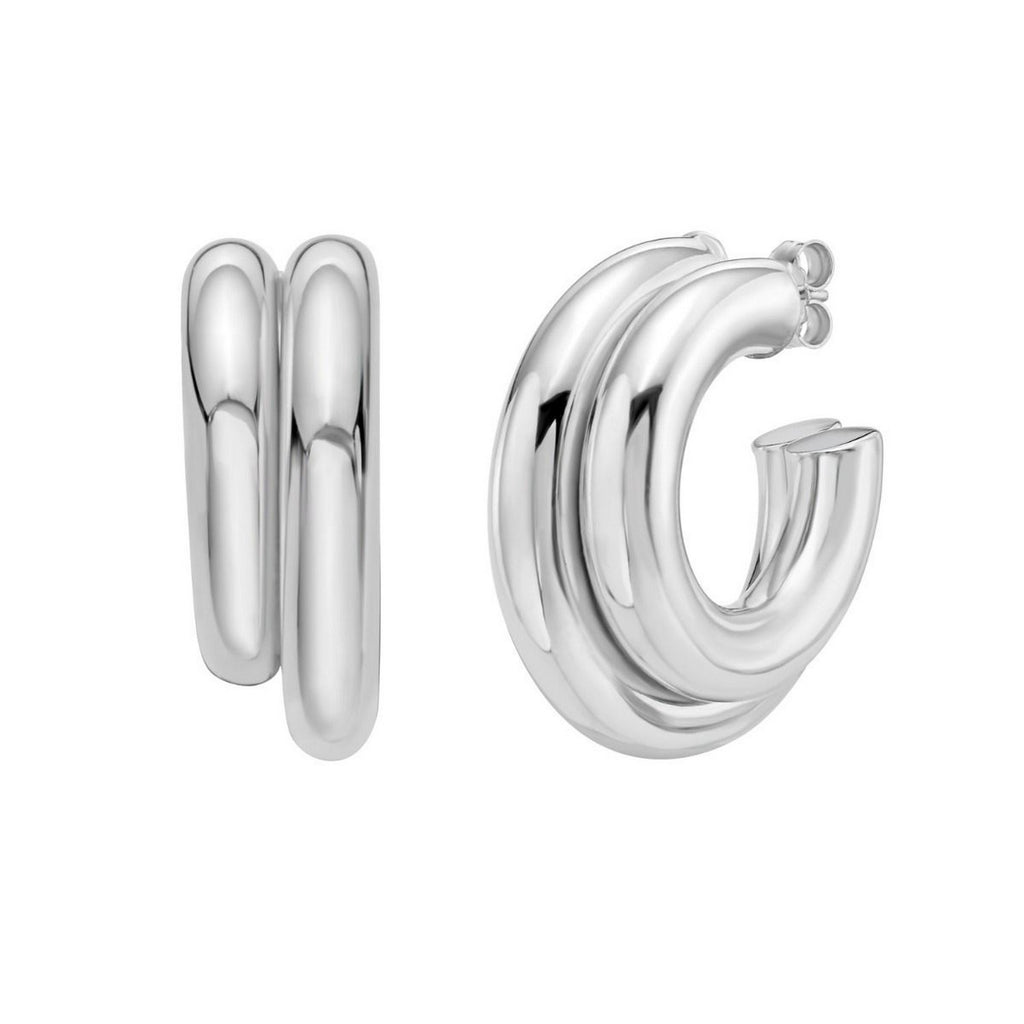 Double Row Interlocking Hoop Earrings