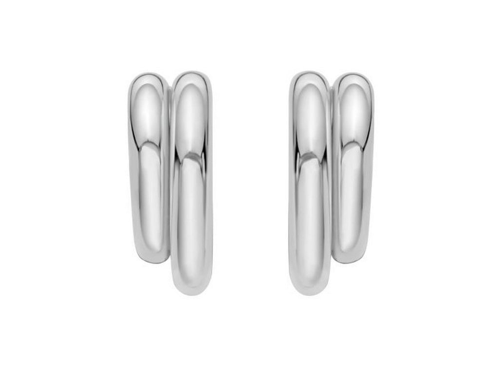 Double Row Interlocking Hoop Earrings