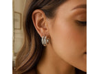 Double Row Interlocking Hoop Earrings