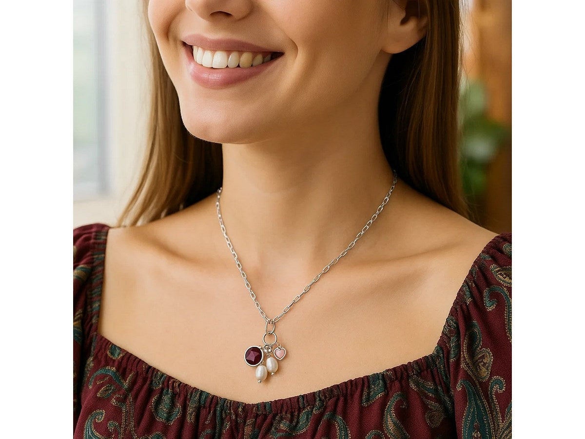 Minimalist CZ Charm Sterling Silver Necklace