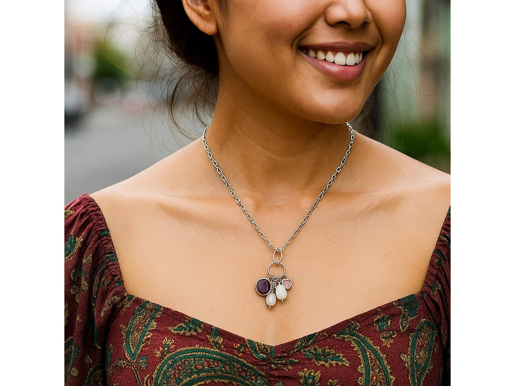 Minimalist CZ Charm Sterling Silver Necklace