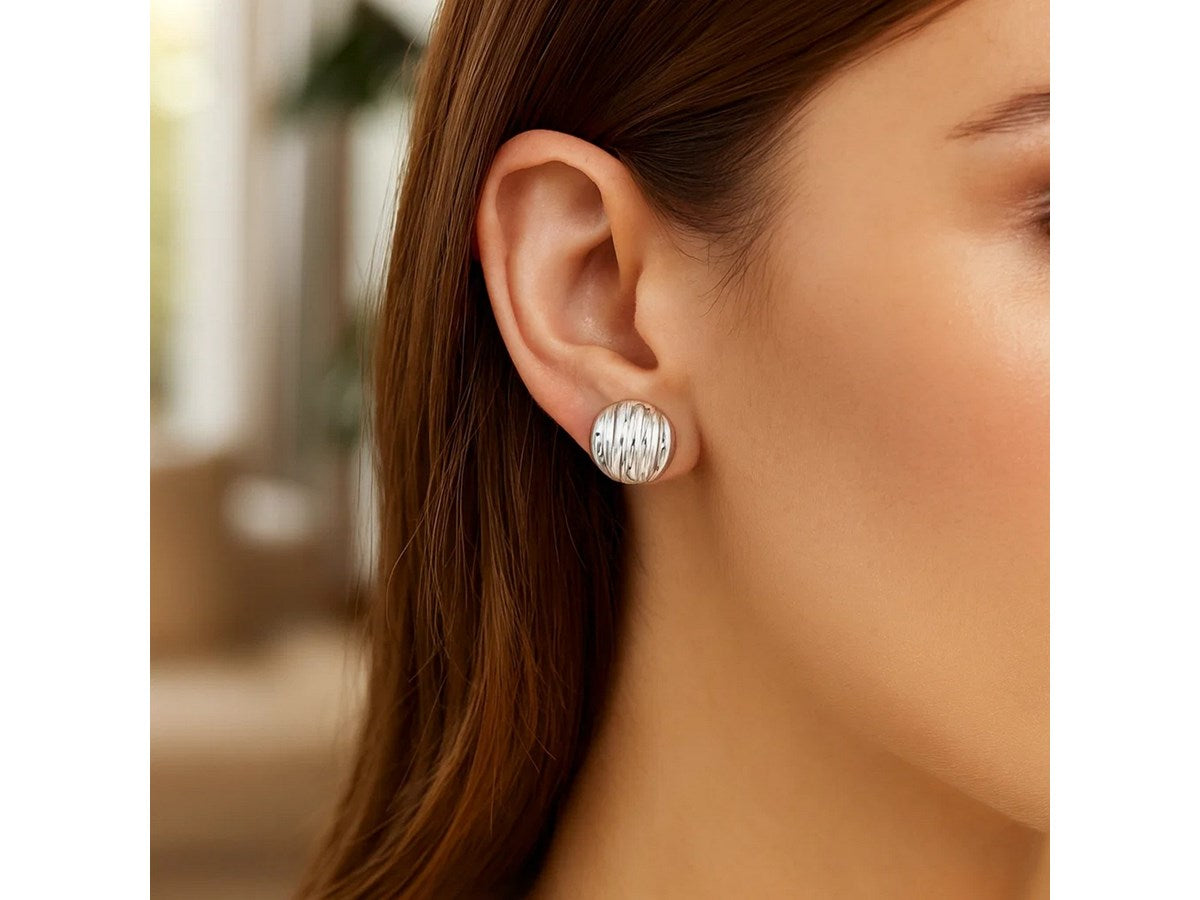 Sculpted Domed Disc Stud Earrings