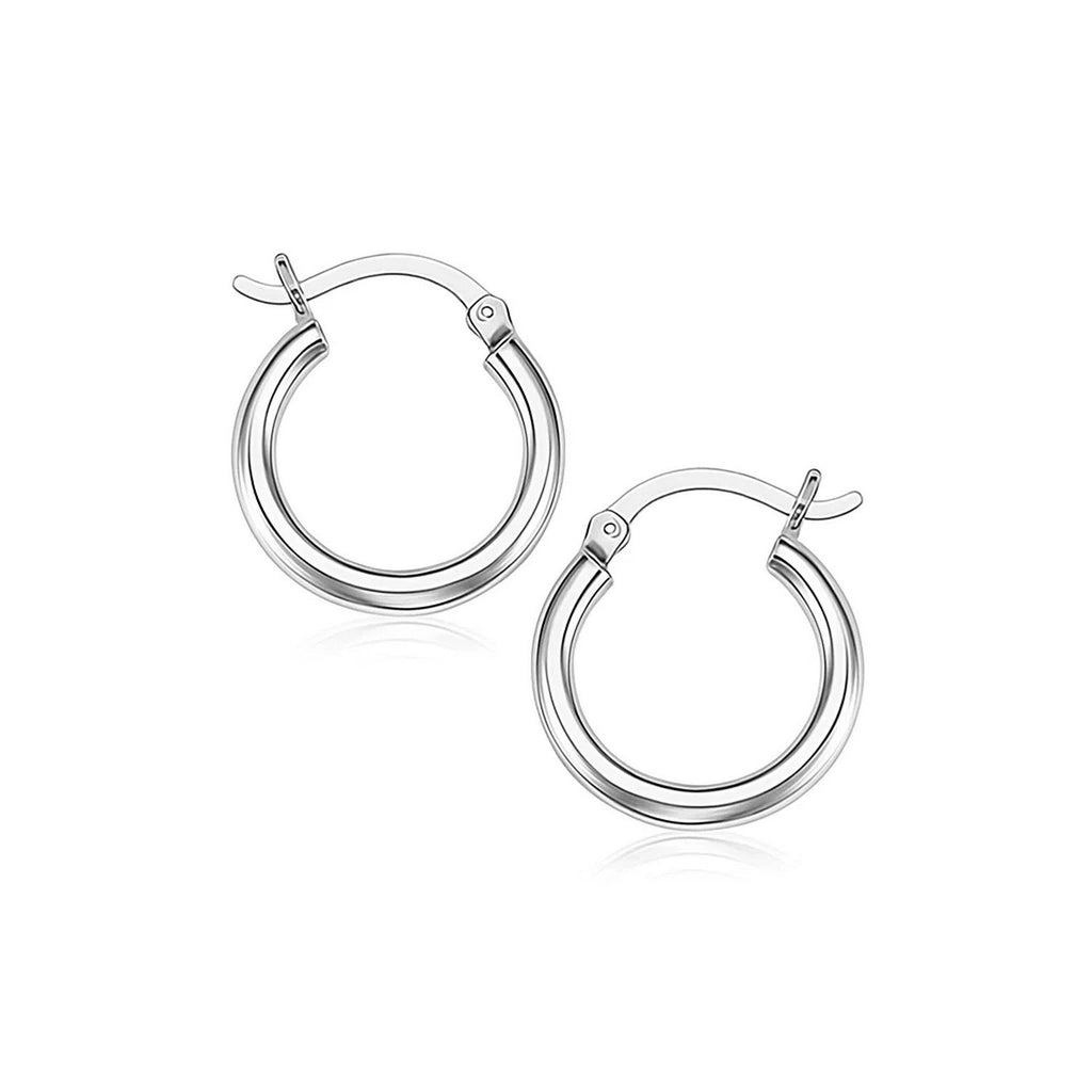 Thin Sterling Silver Hoop Earrings Rhodium