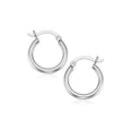Thin Sterling Silver Hoop Earrings Rhodium