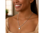 Lock Pendant Paperclip Link Silver Necklace