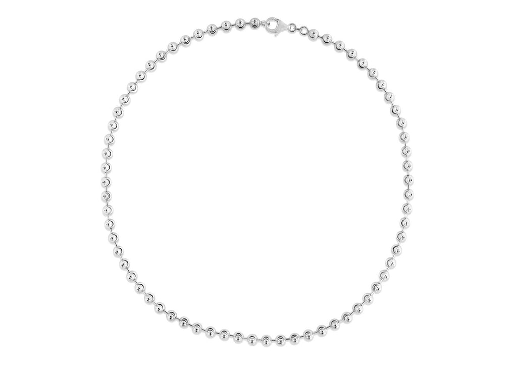 Moon Cut Bead Chain Necklace in Rhodium-Plated Sterling Silver (5.00 mm)