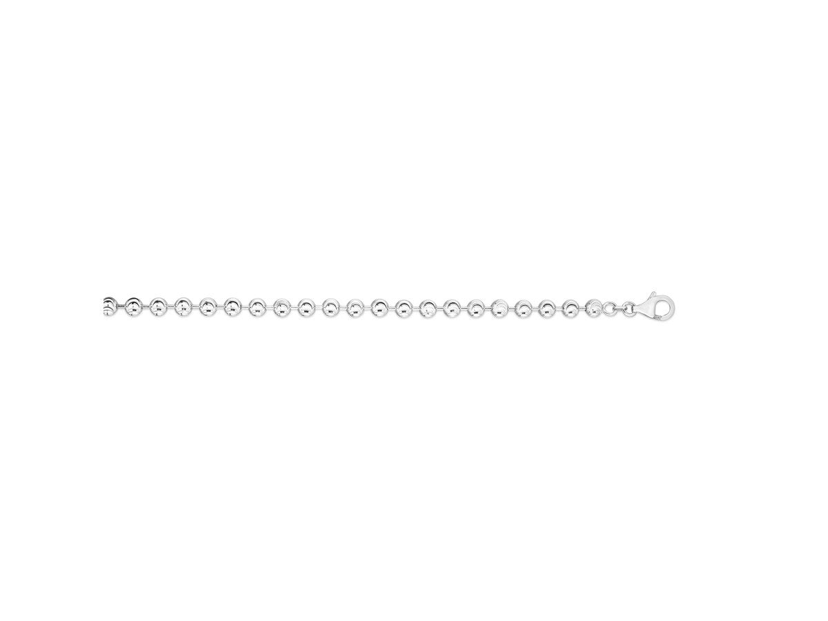 Moon Cut Bead Chain Necklace in Rhodium-Plated Sterling Silver (5.00 mm)