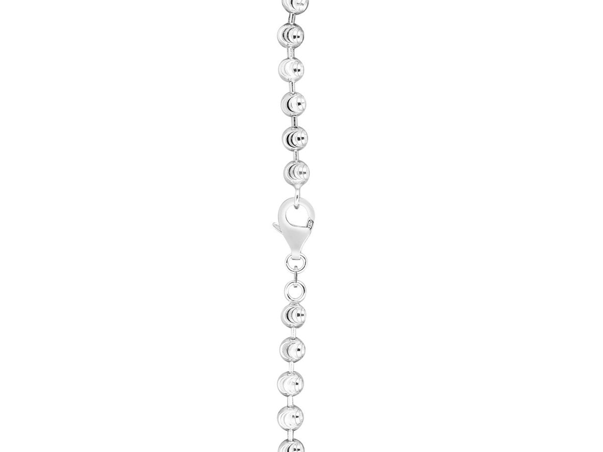 Moon Cut Bead Chain Necklace in Rhodium-Plated Sterling Silver (5.00 mm)