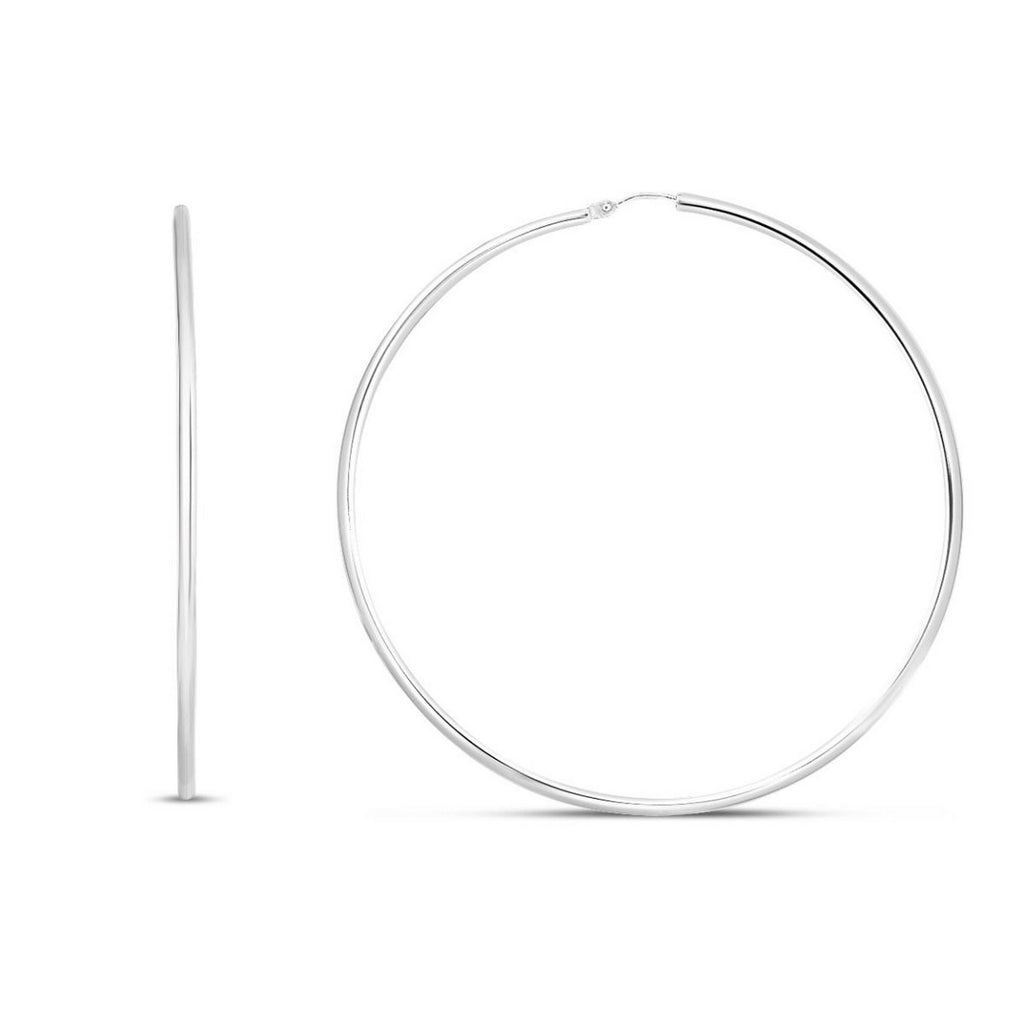 Seamless Sterling Silver Endless Hoop Earrings Rhodium
