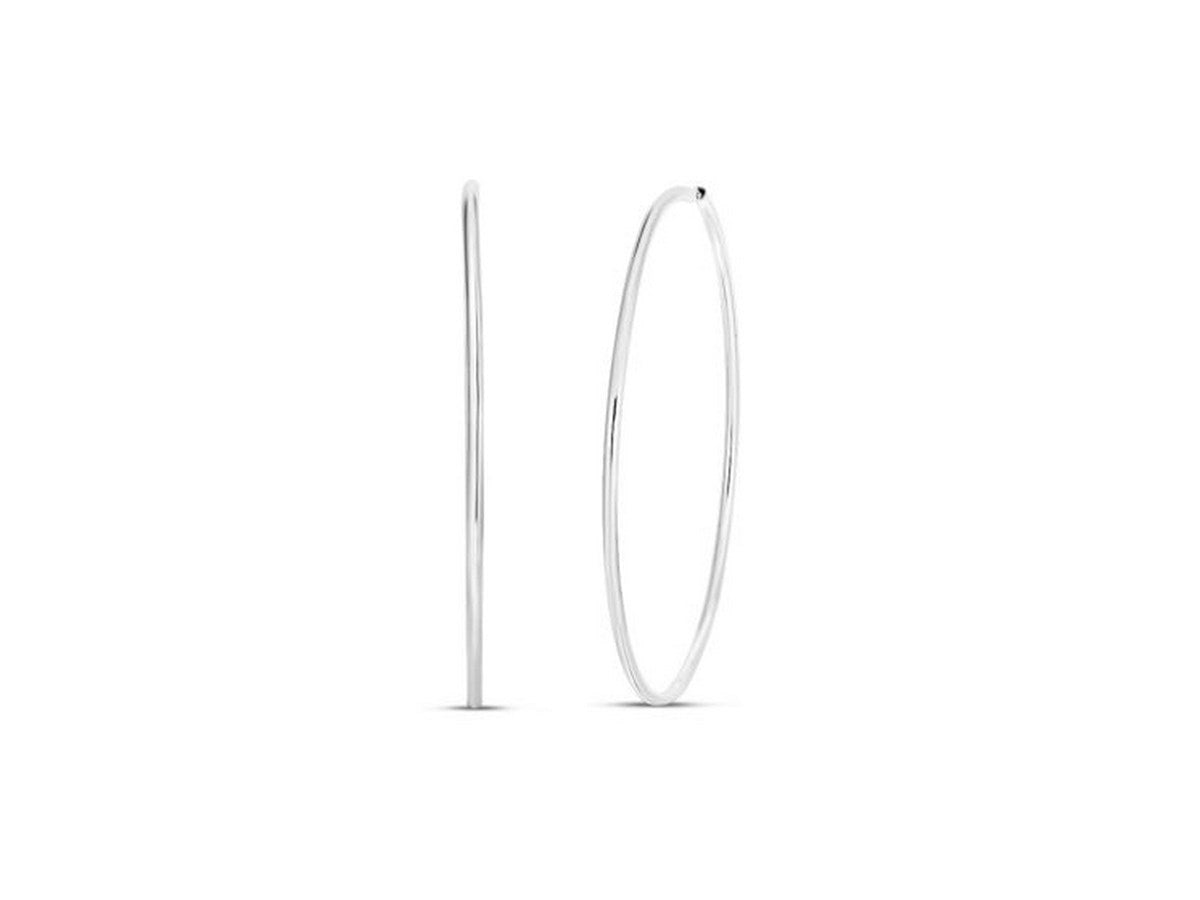 Seamless Sterling Silver Endless Hoop Earrings Rhodium