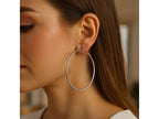 Seamless Sterling Silver Endless Hoop Earrings Rhodium