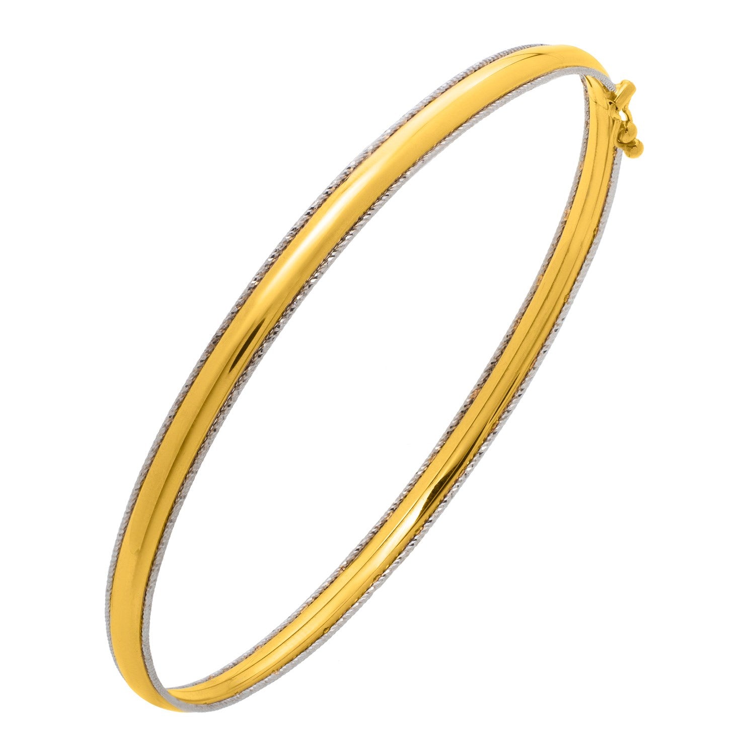 Minimalist Two-Tone 14K Bangle Bracelet 4.10mm