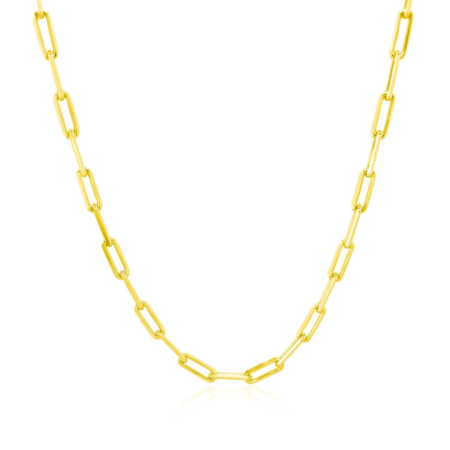 Gold Plated Paperclip Chain Necklace in Sterling Silver (2.50 mm)