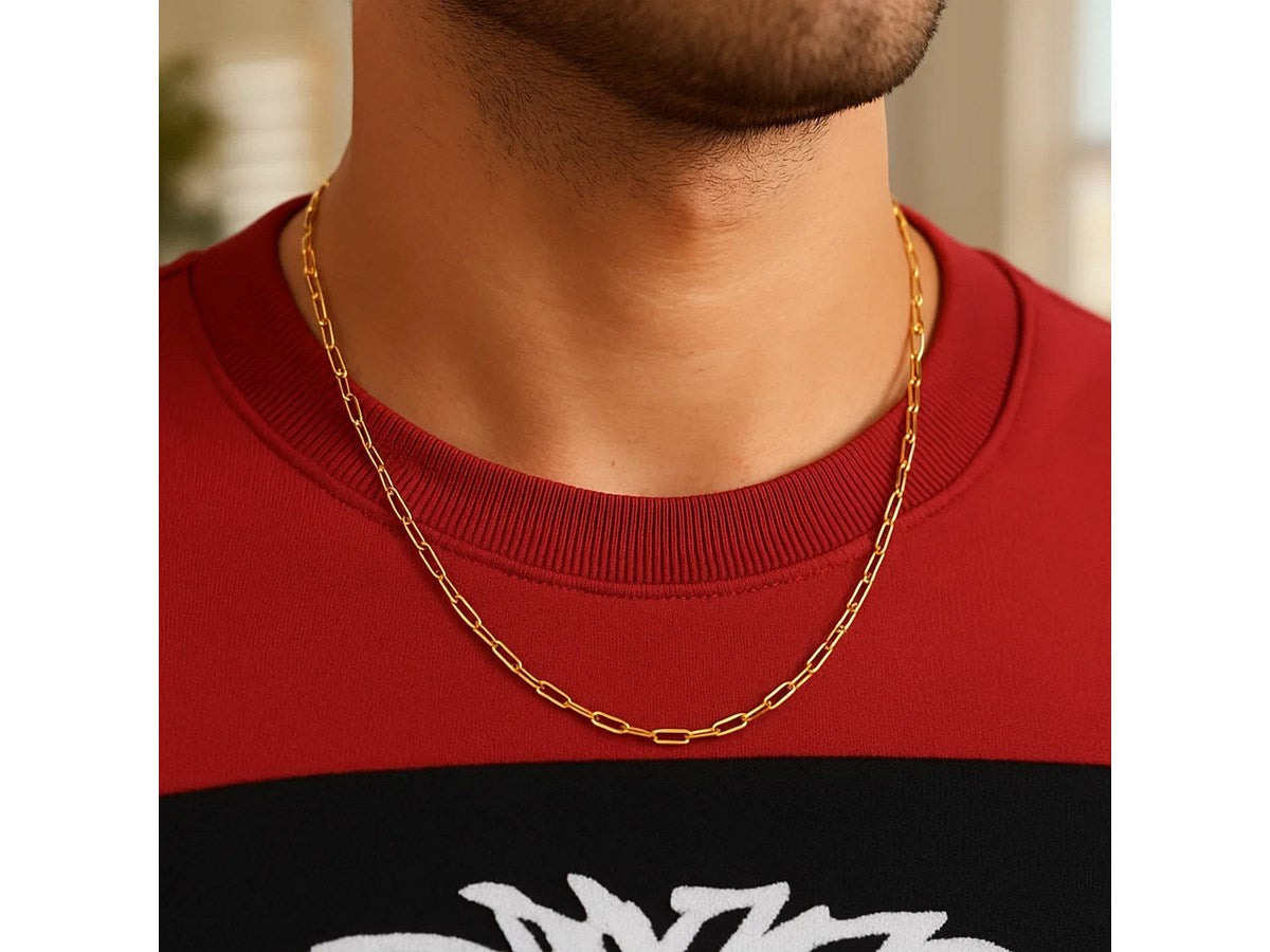Gold Plated Paperclip Chain Necklace in Sterling Silver (2.50 mm)