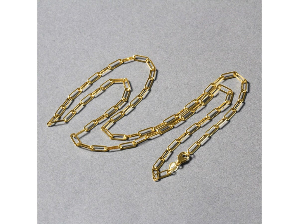 Gold Plated Paperclip Chain Necklace in Sterling Silver (2.50 mm)