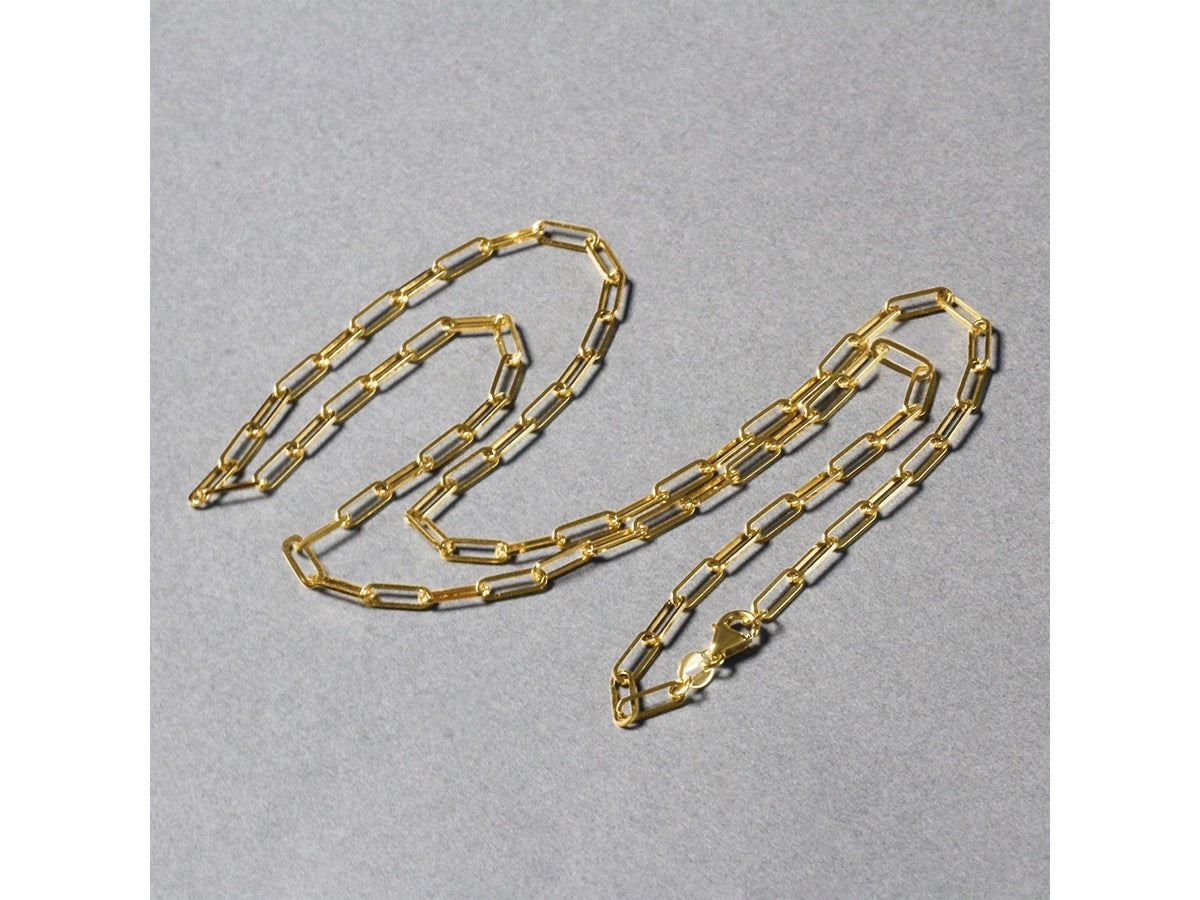 Gold Plated Paperclip Chain Necklace in Sterling Silver (2.50 mm)